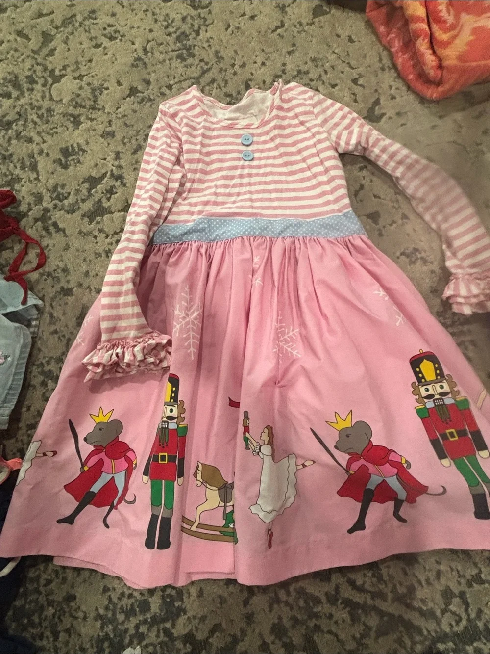 Eleanor Rose Pink and White Nutcracker Print Dress
